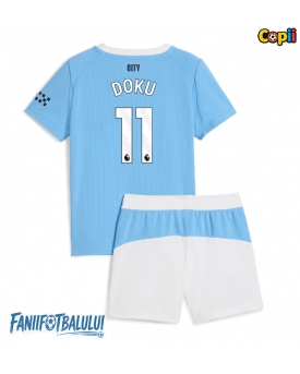 Manchester City Jeremy Doku #11 Echipament de Fotbal Replică 2025-26 Copii Acasa (+ Șorturi)